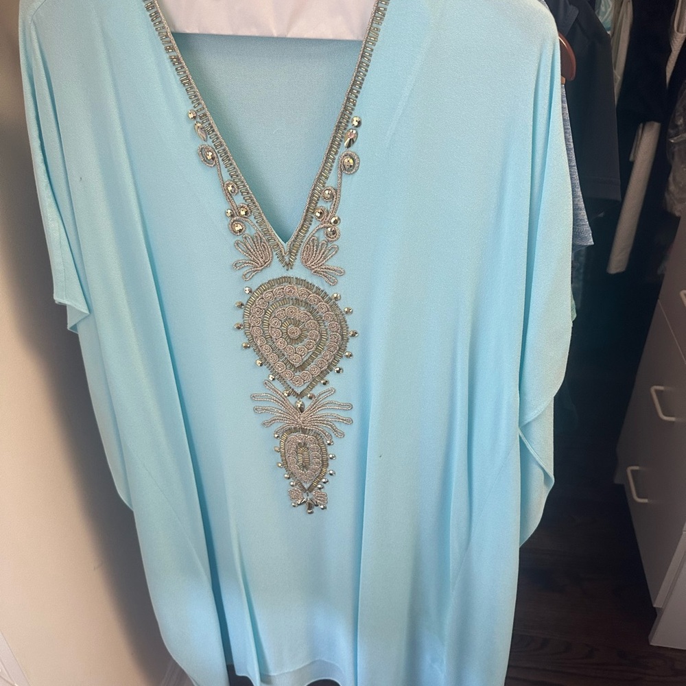 Lilly pulitzer. light blue caftan dress.